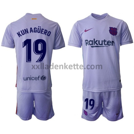 Fußballtrikot FC Barcelona Kun Agüero 19 Kinder Auswärts 2021-2022 Kurzarm