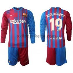 Fußballtrikot FC Barcelona Kun Agüero 19 Kinder Heim 2021-2022 Langarm
