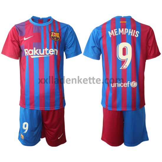 Fußballtrikot FC Barcelona Memphis Depay 9 Kinder Heim 2021-2022 Kurzarm
