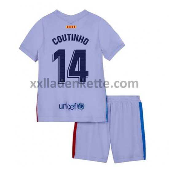 Fußballtrikot FC Barcelona Philippe Coutinho 14 Kinder Ausweich 2021-2022 Kurzarm
