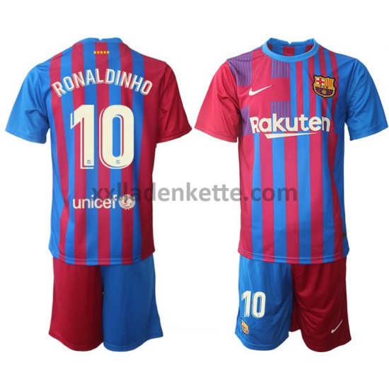 Fußballtrikot FC Barcelona Ronaldinho 10 Kinder Heim 2021-2022 Langarm