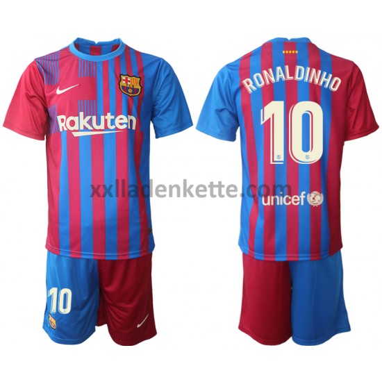 Fußballtrikot FC Barcelona Ronaldinho 10 Kinder Heim 2021-2022 Kurzarm