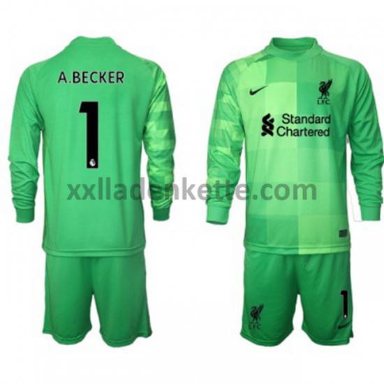 Fußballtrikot Liverpool Torwart Alisson Becker 1 Kinder Heim 2021-2022 Langarm