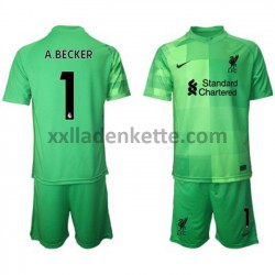 Fußballtrikot Liverpool Torwart Alisson Becker 1 Kinder Heim 2021-2022 Kurzarm