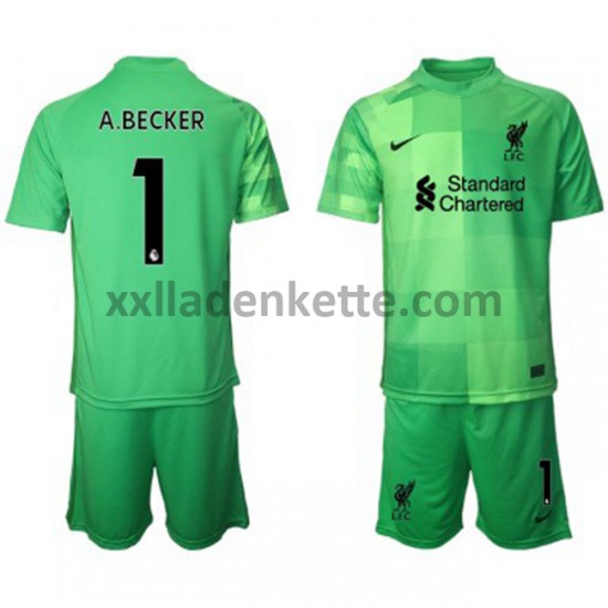 Fußballtrikot Liverpool Torwart Alisson Becker 1 Kinder Heim 2021-2022 Kurzarm