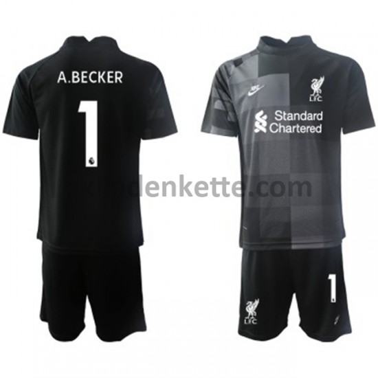 Fußballtrikot Liverpool Torwart Alisson Becker 1 Kinder Ausweich 2021-2022 Kurzarm