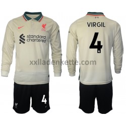 Fußballtrikot Liverpool Virgil van Dijk 4 Kinder Auswärts 2021-2022 Langarm