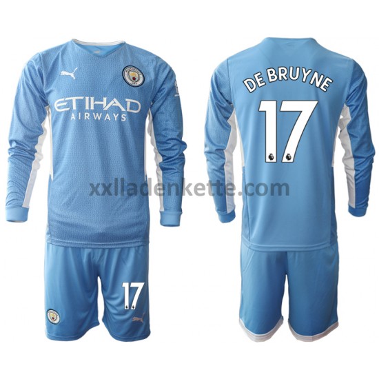 Fußballtrikot Manchester City Kevin De Bruyne 17 Kinder Heim 2021-2022 Langarm