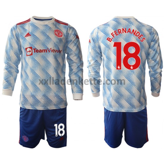 Fußballtrikot Manchester United Bruno Fernandes 18 Kinder Auswärts 2021-2022 Langarm