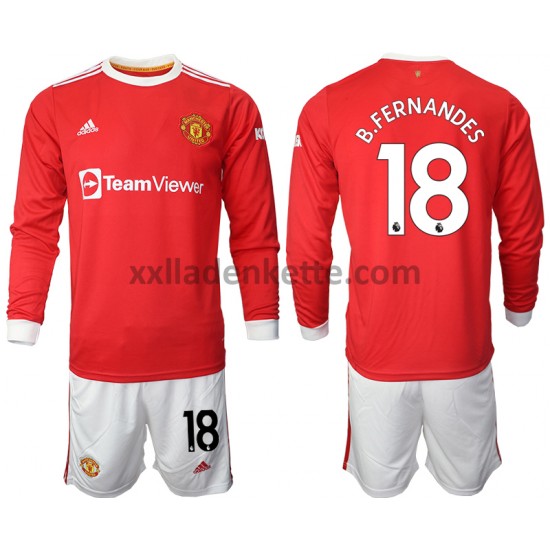 Fußballtrikot Manchester United Bruno Fernandes 18 Kinder Heim 2021-2022 Langarm