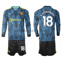 Fußballtrikot Manchester United Bruno Fernandes 18 Kinder Ausweich 2021-2022 Langarm