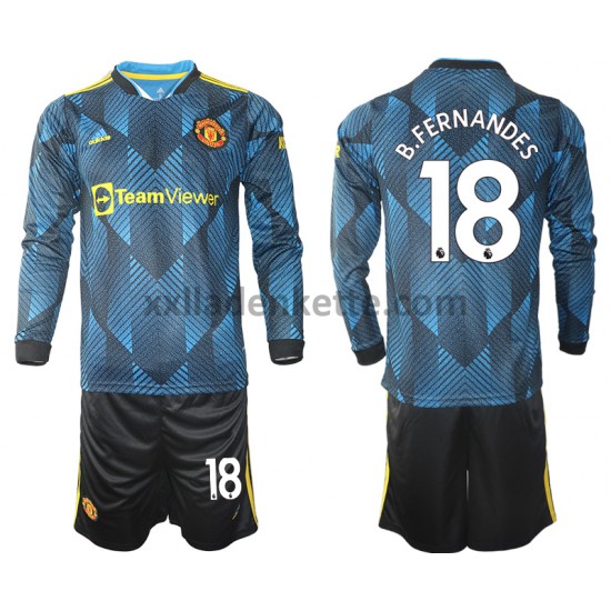 Fußballtrikot Manchester United Bruno Fernandes 18 Kinder Ausweich 2021-2022 Langarm