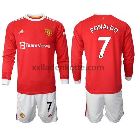 Fußballtrikot Manchester United Cristiano Ronaldo 7 Kinder Heim 2021-2022 Langarm
