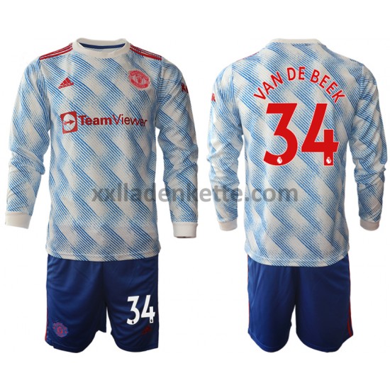 Fußballtrikot Manchester United Donny Van De Beek 34 Kinder Auswärts 2021-2022 Langarm