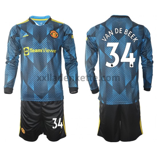 Fußballtrikot Manchester United Donny Van De Beek 34 Kinder Ausweich 2021-2022 Langarm