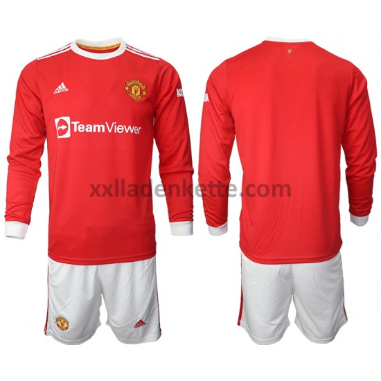 Fußballtrikot Manchester United Kinder Heim 2021-2022 Langarm
