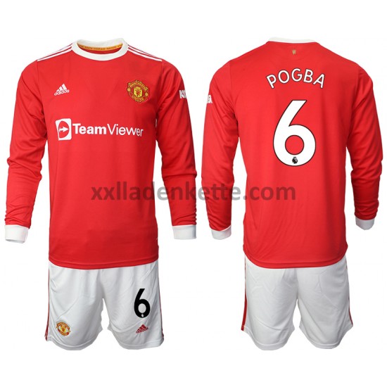 Fußballtrikot Manchester United Paul Pogba 6 Kinder Heim 2021-2022 Langarm