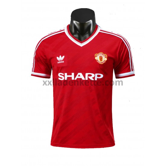 Fußballtrikot Manchester United Retro Heim 1986 Kurzarm