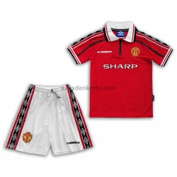 Fußballtrikot Manchester United Retro Kinder-Heim 1998-1999 Kurzarm