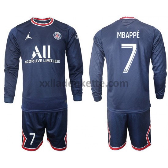 Fußballtrikot Paris Saint-Germain Mbappe 7 Kinder Heim 2021-2022 Langarm