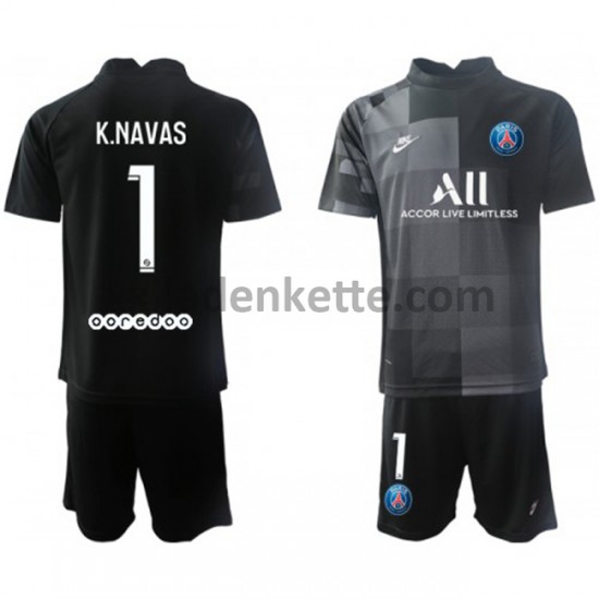 Fußballtrikot Paris Saint-Germain Torwart Keylor Navas 1 Kinder Auswärts 2021-2022 Kurzarm