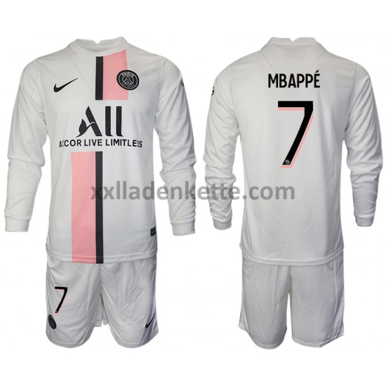 Fußballtrikot Paris Saint-Germain Kylian Mbappe 7 Kinder Auswärts 2021-2022 Langarm