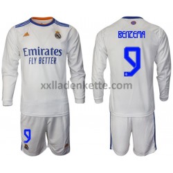 Fußballtrikot Real Madrid Benzema 9 Kinder Heim 2021-2022 Langarm