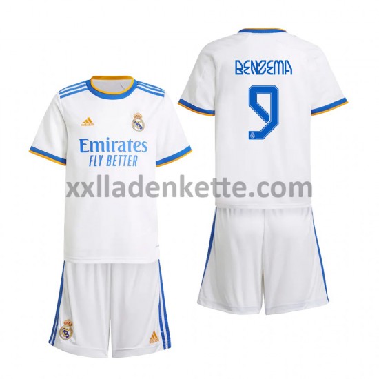 Fußballtrikot Real Madrid Karim Benzema 9 Kinder Heim 2021-2022 Kurzarm