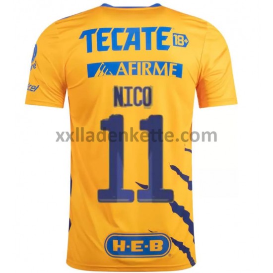 Fußballtrikot Tigres UANL Nico Lopez 11 Heim 2021-2022 Kurzarm
