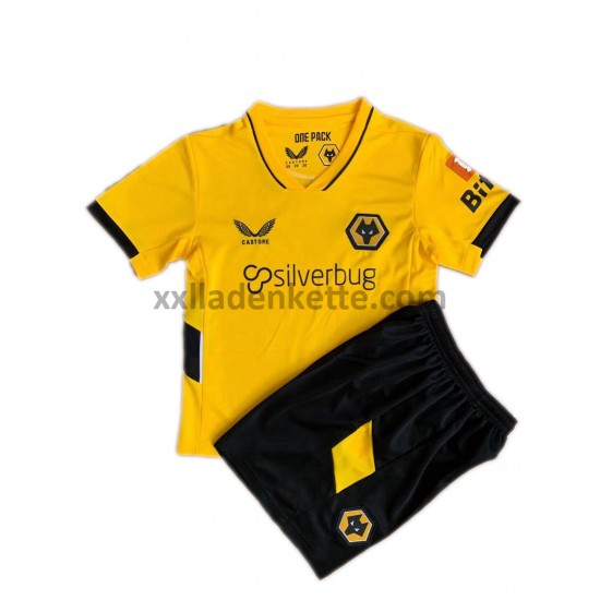 Fußballtrikot Wolverhampton Wanderers Kinder Heim 2021-2022 Kurzarm