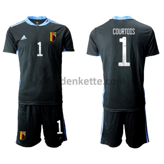 Fußballtrikot Belgien Torwart Thibaut Courtois 1 Kinder Heim EURO 2020 Kurzarm