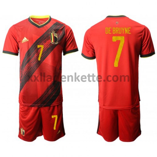 Fußballtrikot Belgien Kevin De Bruyne 7 Kinder Heim EURO 2020 Kurzarm