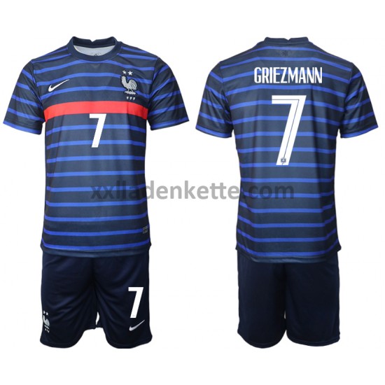Fußballtrikot Frankreich Antoine Griezmann 7 Kinder Heim EURO 2020 Kurzarm