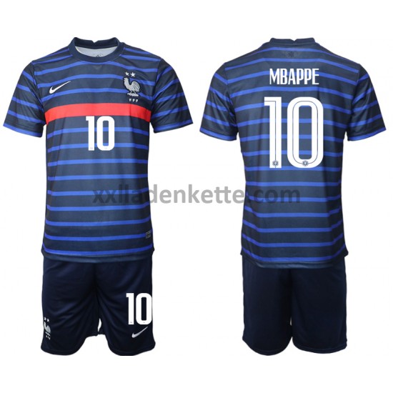 Fußballtrikot Frankreich Kylian Mbappé 10 Kinder Heim EURO 2020 Kurzarm