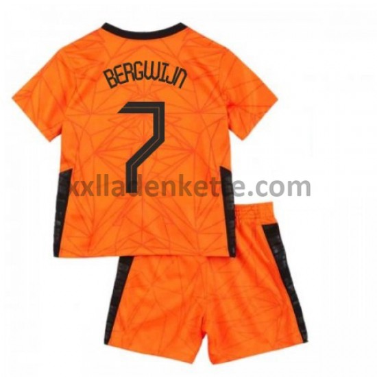 Fußballtrikot Niederlande Steven Bergwijn 7 Kinder Heim EURO 2020 Kurzarm