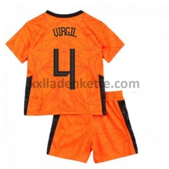 Fußballtrikot Niederlande Virgil van Dijk 4 Kinder Heim EURO 2020 Kurzarm