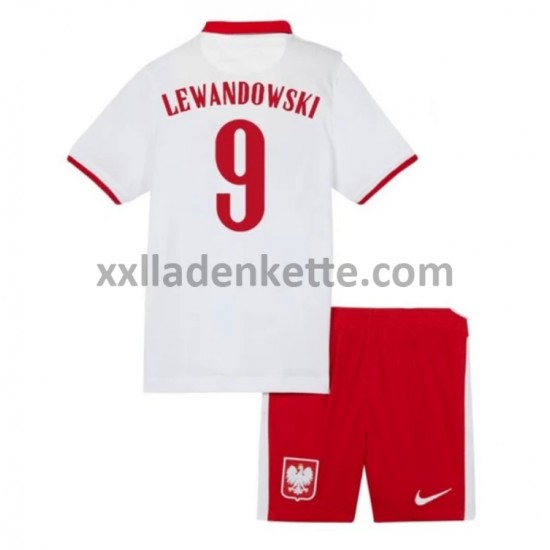 Fußballtrikot Polen Robert Lewandowski 9 Kinder Heim EURO 2020 Kurzarm