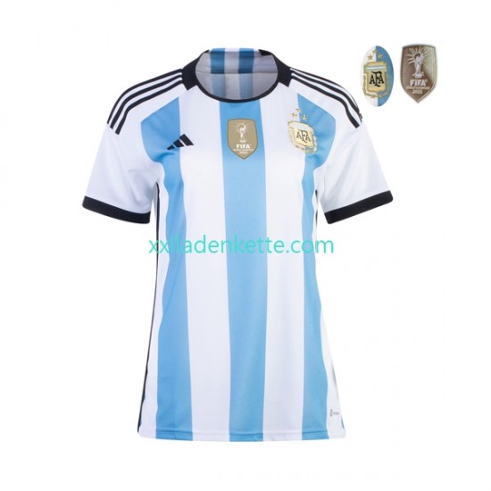 Fußballtrikot Argentinien 3 Stars Dame Heim World Cup 2022 Kurzarm