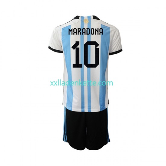 Fußballtrikot Argentinien Maradona 10 Kinder Heim World Cup 2022 Kurzarm