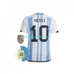 Fußballtrikot Argentinien Messi 10 3 Stars Herren Heim World Cup 2022 Kurzarm