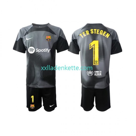 Fußballtrikot FC Barcelona Ter Stegen 1 Torwart Kinder Auswärts 2022-2023 Kurzarm