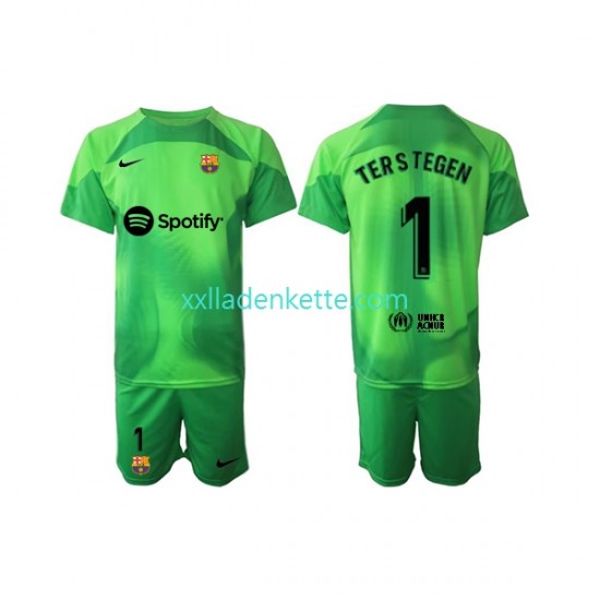 Fußballtrikot FC Barcelona Ter Stegen 1 Torwart Kinder Heim 2022-2023 Kurzarm
