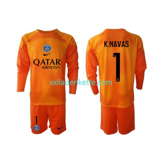 Fußballtrikot Paris Saint-Germain Keylor Navas 1 Torwart Kinder Auswärts 2022-2023 Langarm