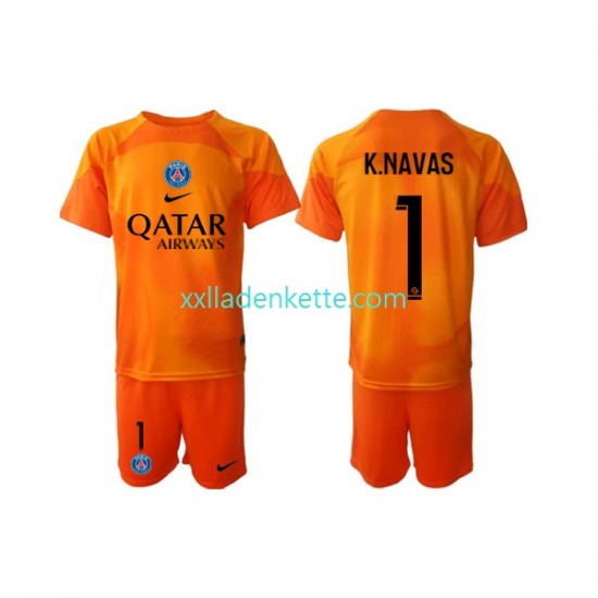 Fußballtrikot Paris Saint-Germain Keylor Navas 1 Torwart Kinder Auswärts 2022-2023 Kurzarm