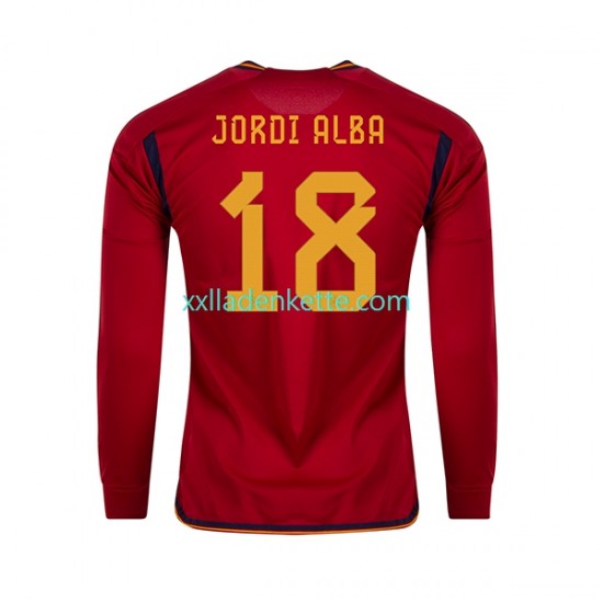 Fußballtrikot Spanien JORDI ALBA 18 Herren Heim World Cup 2022 Langarm
