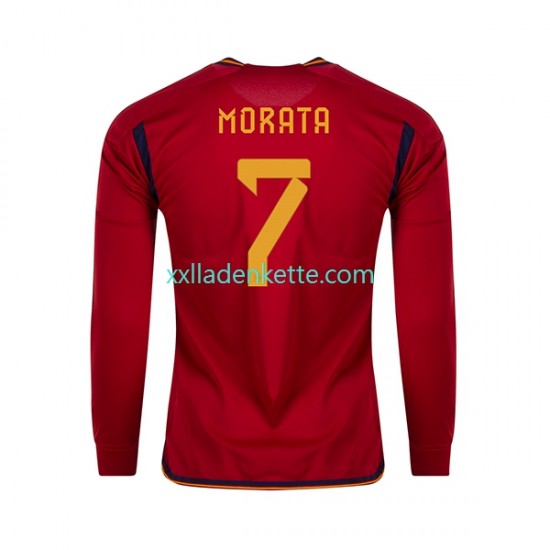 Fußballtrikot Spanien MORATA 7 Herren Heim World Cup 2022 Langarm