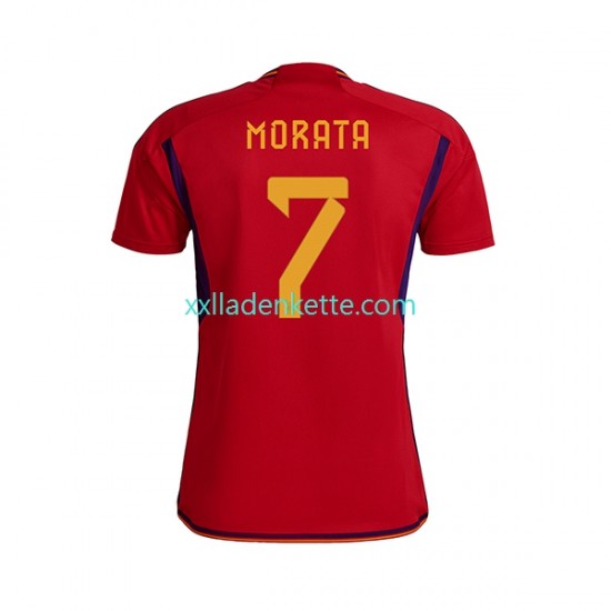 Fußballtrikot Spanien MORATA 7 Herren Heim World Cup 2022 Kurzarm