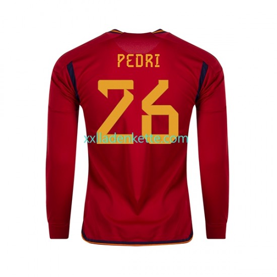 Fußballtrikot Spanien PEDRI 26 Herren Heim World Cup 2022 Langarm