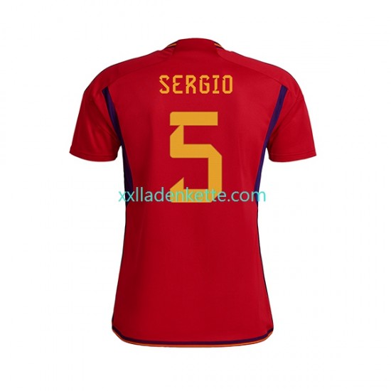 Fußballtrikot Spanien SERGIO BUSQUETS 5 Herren Heim World Cup 2022 Kurzarm