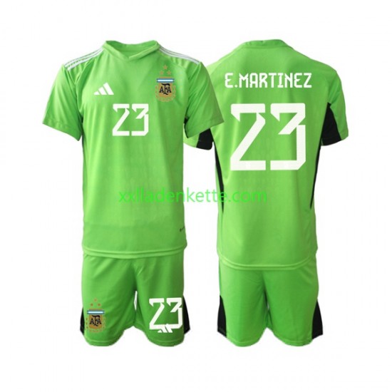 Fußballtrikot Argentinien Emiliano Martinez 23 Torwart Kinder Heim World Cup 2022 Kurzarm
